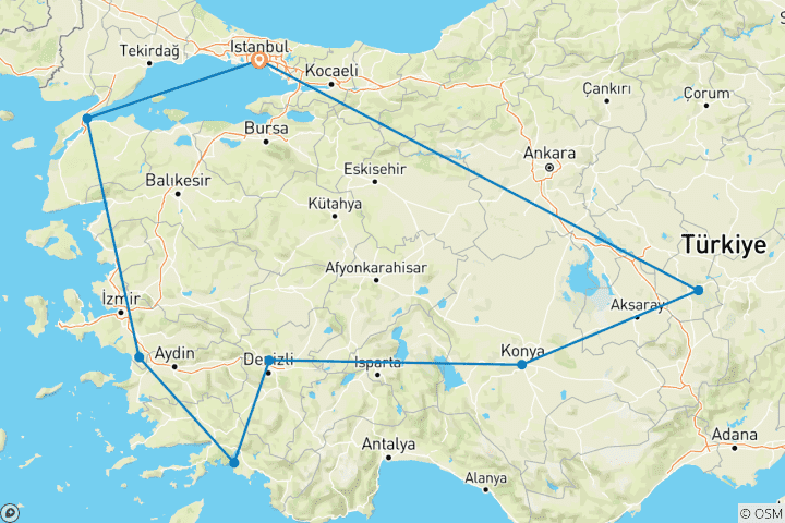 Carte du circuit Immersion en Turquie occidentale : circuit culinaire et culturel