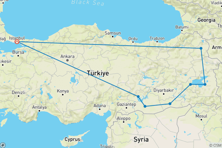 Karte von Eintauchen in die Osttürkei: Kulinarische & kulturelle