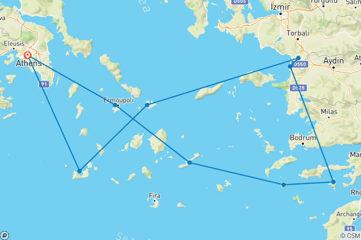 Map of Greek Islands Explorer Athens → Athens (2026)