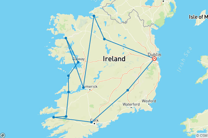 Mapa de Irlanda encantadora (Clásico, 8 días)