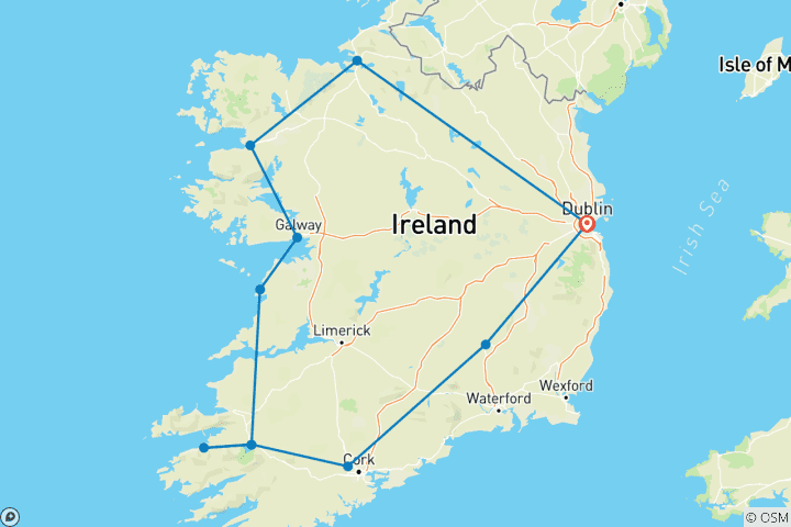 Mapa de Irlanda panorámica (Grupo pequeño, 10 días) (11 destinations)