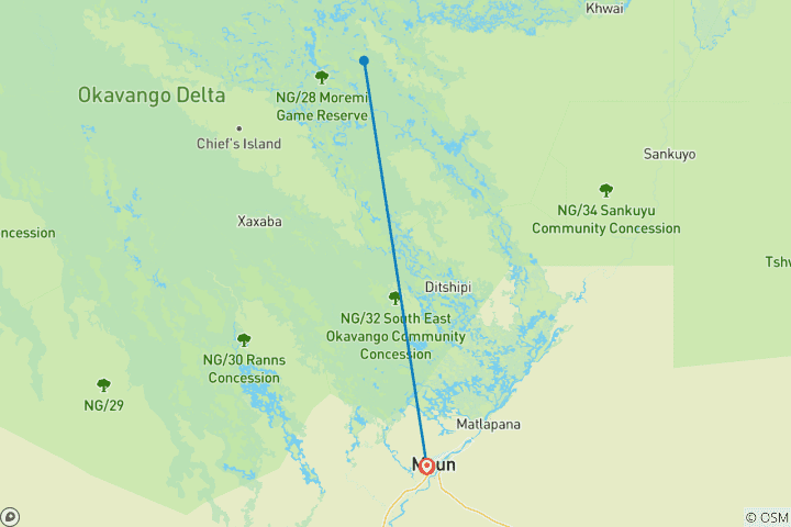 Karte von Moremi Wildreservat Tagesausflug