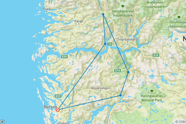 Carte du circuit Best of Fjords et hôtels historiques