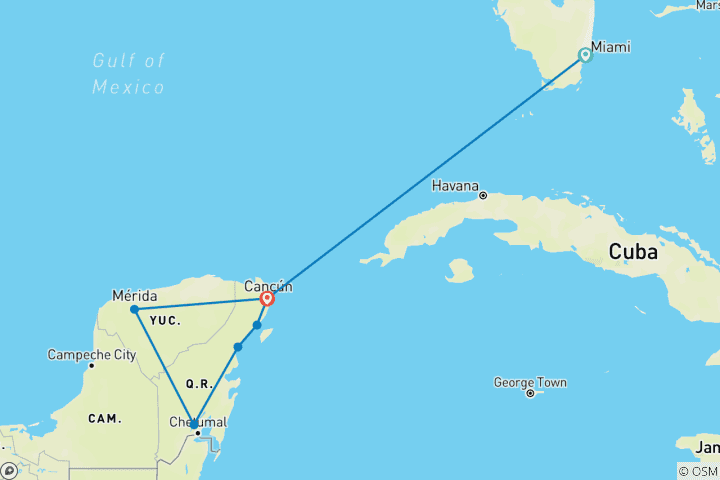 Carte du circuit 2 for 1 Mexique & Miami : Viva la Vida !