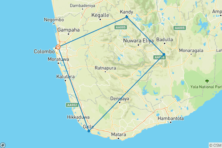 Karte von Sri Lanka Untamed: Safari, Peaks & Golden Horizons