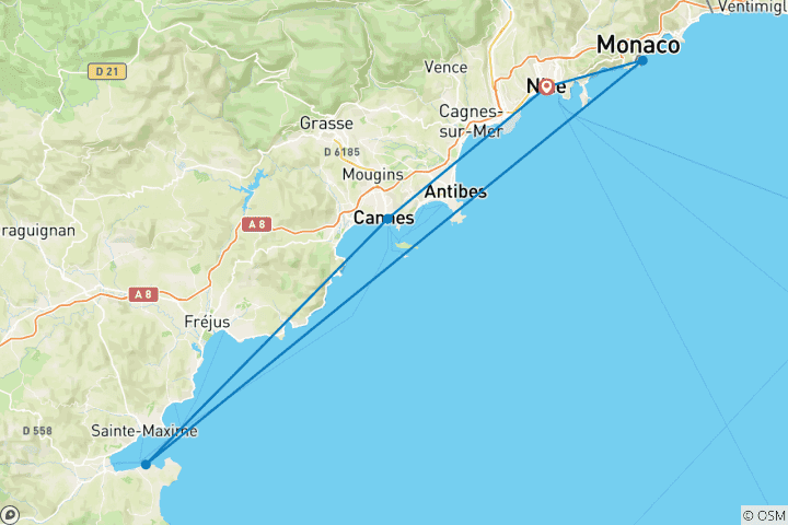 Map of 5 Day Nice and Monaco