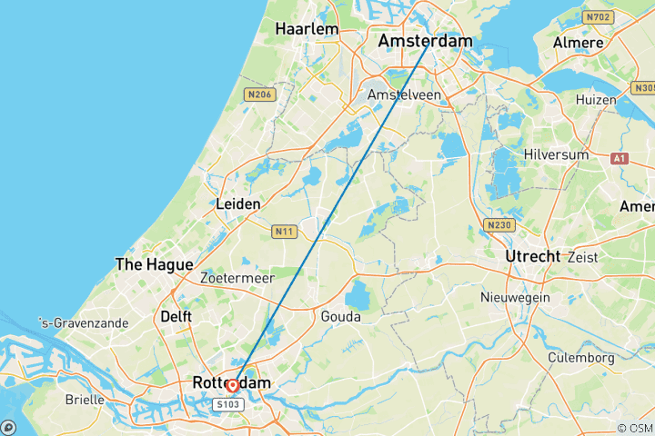 Carte du circuit 5 jours à Amsterdam, y compris Rotterdam et Giethoorn