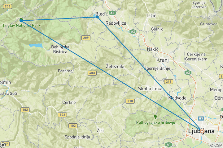 Map of 4 Day Self Guided Ljubljana Tour With Car Rental