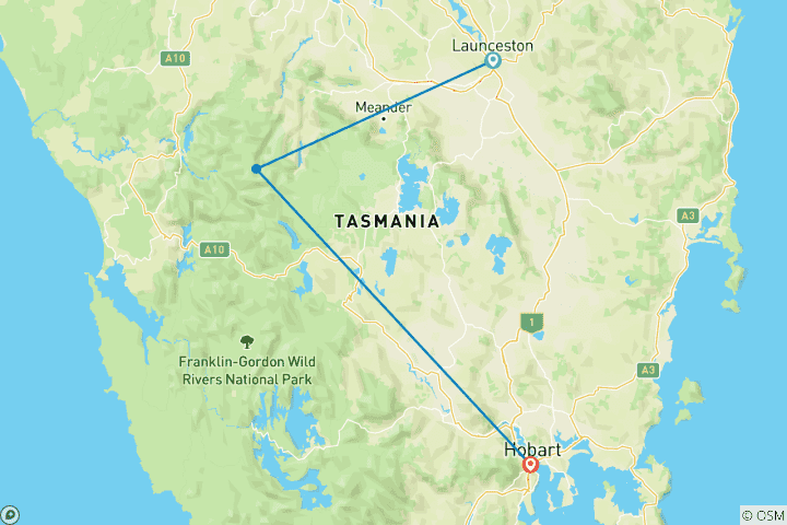 Map of Highlights of Tasmania's west coast