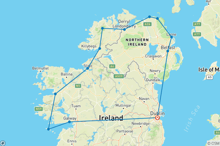 Kaart van 6 Daagse Legendes van het Noorden & Westen - Kleine Groepsreis