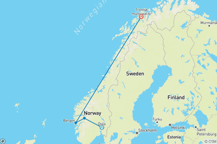 Karte von Norwegen in Kürze & Mitternachtssonne