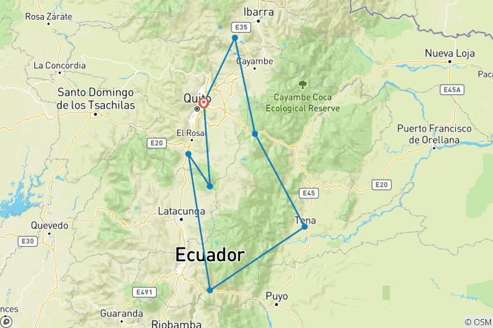 Carte du circuit 8 jours Conquérir les Andes, explorer l'Amazonie : Aventure multisport