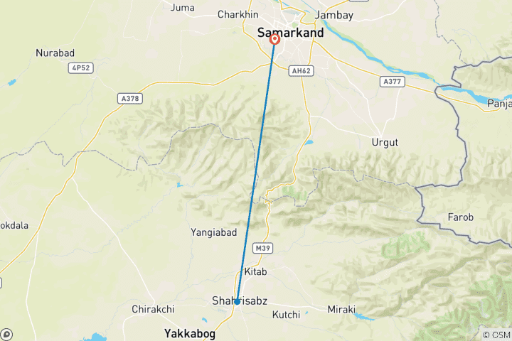 Carte du circuit Excursion de 2 jours au village de Gelon depuis Samarkand