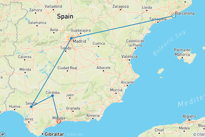 Mapa de Lo mejor de España en tren