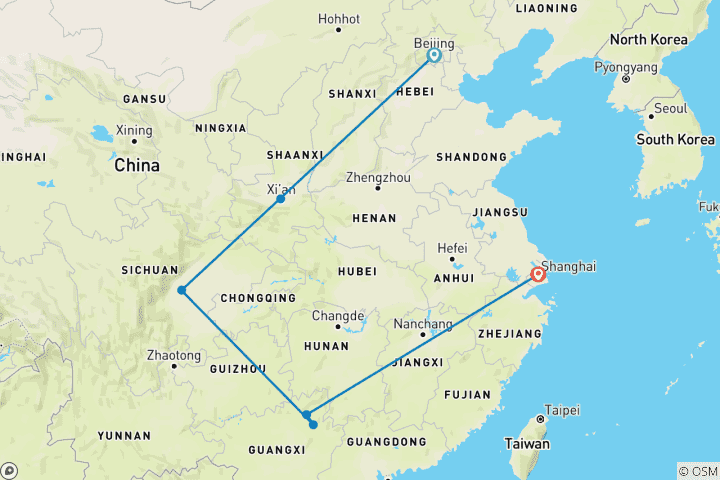 Carte du circuit Aventure en Chine
