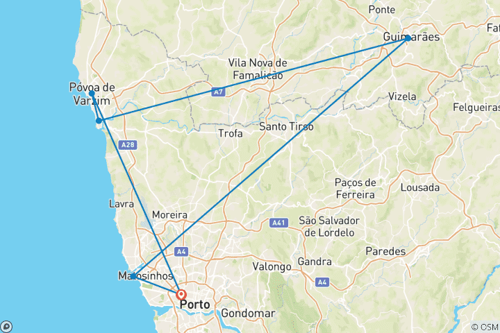 Carte du circuit Porto : Ville, patrimoine et nature