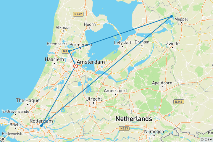 Map of 6 Day Amsterdam and Beyond Self-Adventure