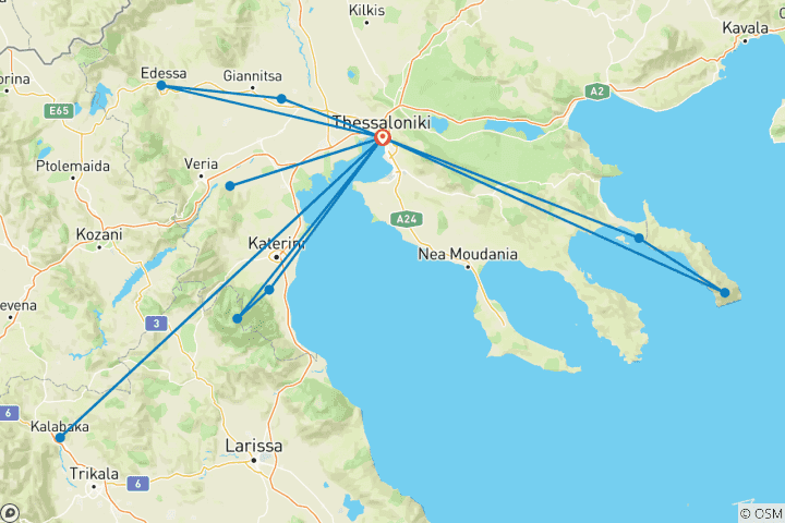 Carte du circuit Trésors de la Grèce du Nord - Programme complet 8 jours/ 7 nuits
