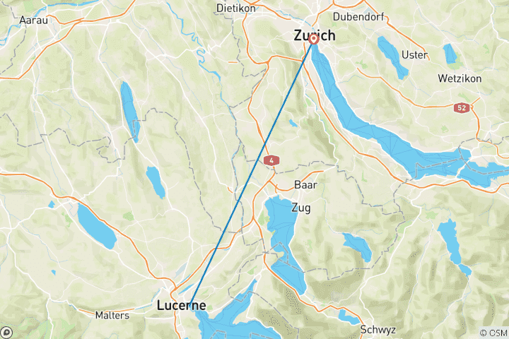 Karte von 5 Tage Luzern inklusive Bern, Pilatus und 1 Tag Zürich