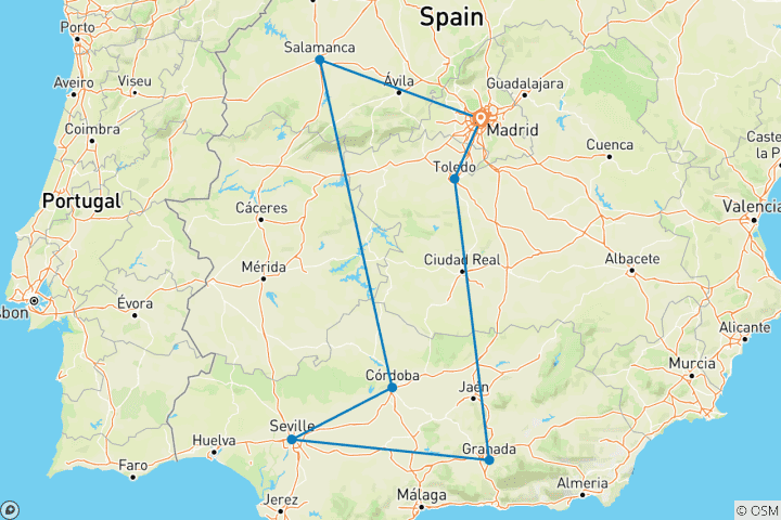 Kaart van Het beste van Andalusië - 8 dagen