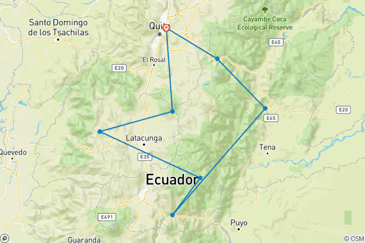 Carte du circuit Expédition de trekking de 8 jours : De la montagne à la jungle