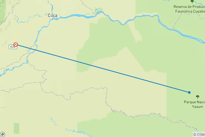 Carte du circuit 4 jours d'exploration de la jungle amazonienne à Napo