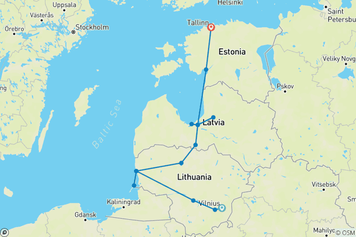 Map of Enchanting Baltic Best Selection (10-Day Private Tour)