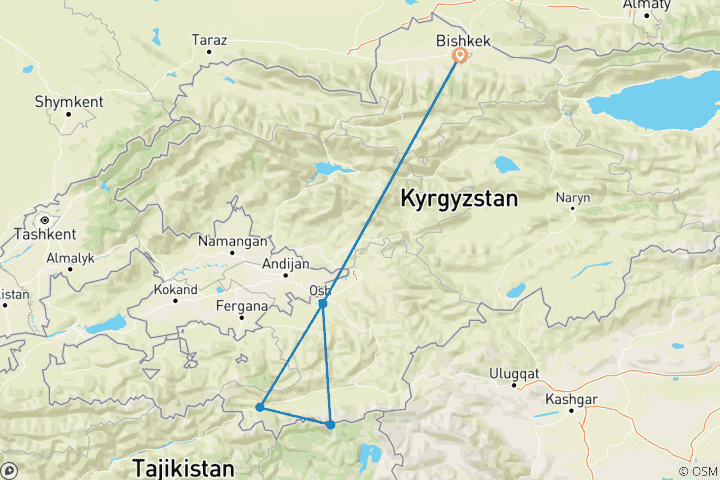 Map of Ascent to Yukhin Peak (5130 m)