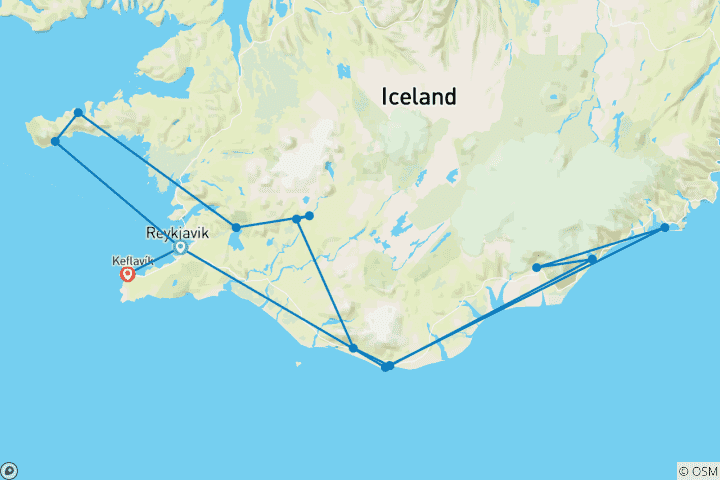 Carte du circuit Le sud de l'Islande en liberté