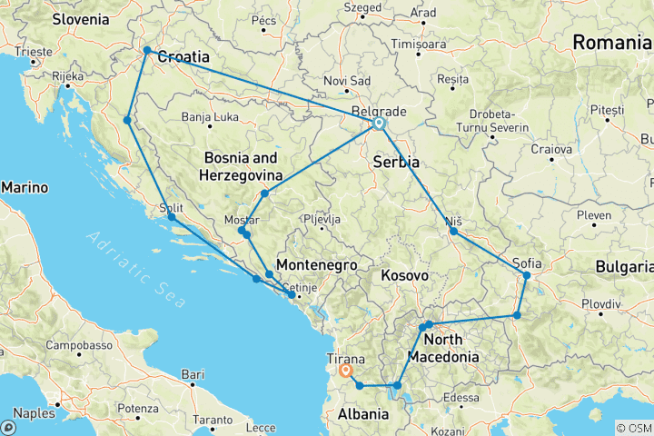 Mapa de Los Balcanes y el Adriático: 7 lugares declarados Patrimonio de la Humanidad por la UNESCO en dos semanas - GRUPO PEQUEÑO