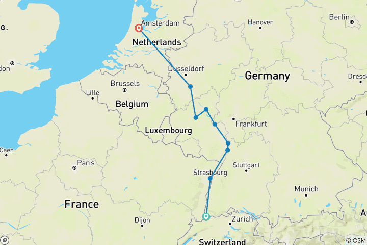 Carte du circuit Rhin en flammes (Bâle - Amsterdam) (including Cochem)