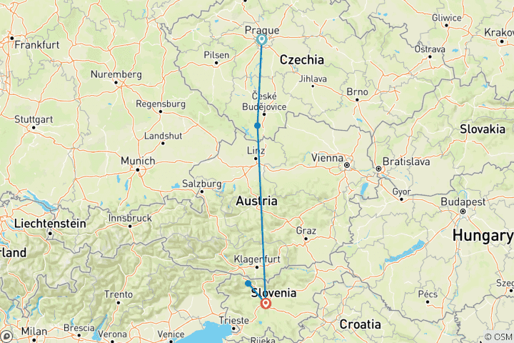 Karte von Mitteleuropa erleben Golf Festival 2025 14 Tage /13 Nächte