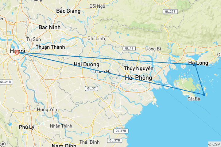 Karte von Lan Ha und Halong Bucht an Bord der Heritage Line "Ylang"