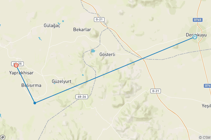 Carte du circuit Circuit en groupe dans la vallée de l'Ihlara en Cappadoce