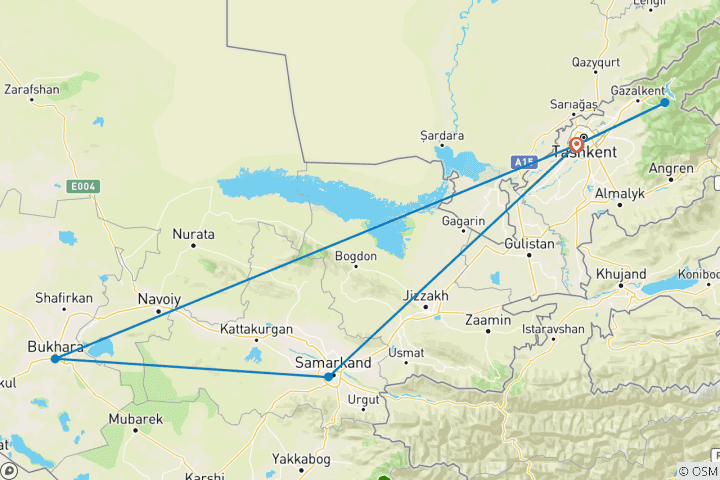 Carte du circuit EXPLOREZ LE CŒUR DE L'OUZBÉKISTAN