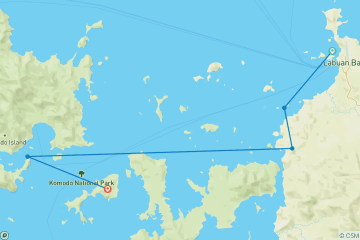 Carte du circuit 2 jours de navigation à Komodo Flores, Indonésie