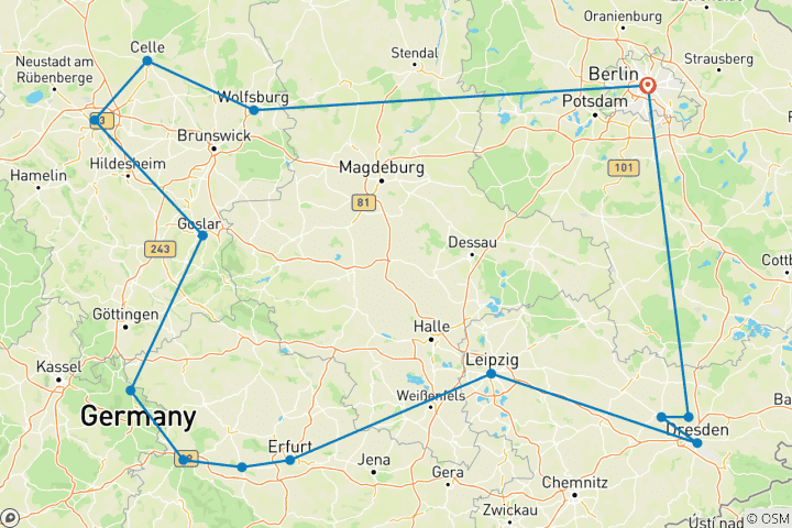 Carte du circuit Aventure au cœur de l'Allemagne