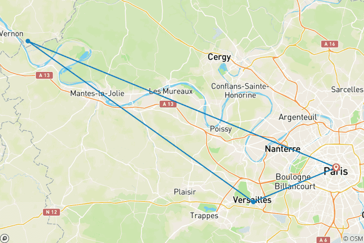 Kaart van 5-Daags Parijs & Omgeving: 4-Vakantie Arrangement