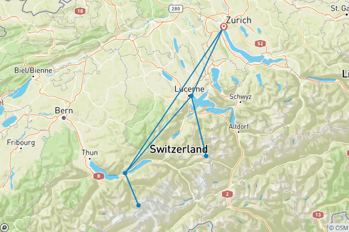 Carte du circuit La Suisse classique