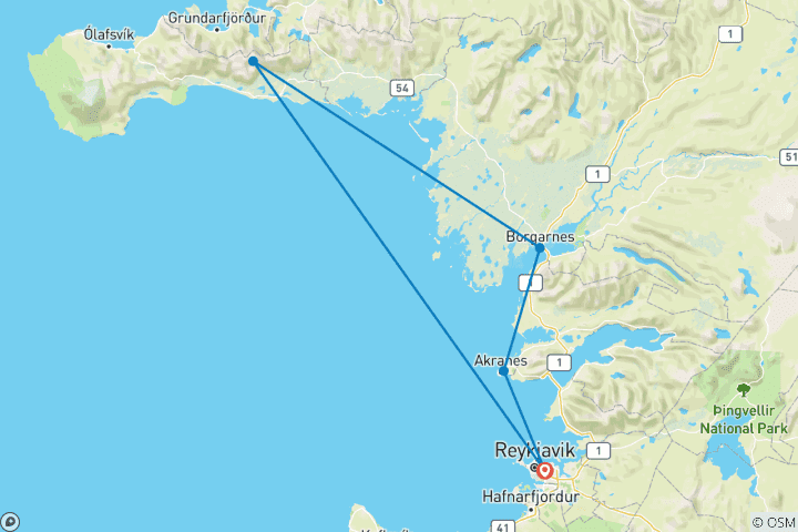 Map of Best of Iceland featuring the Northern Lights (2025)