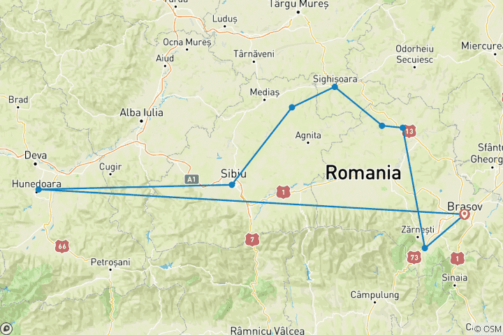 Map of Medieval Wonders of Transylvania: 3-Day Small Group Tour from Brașov