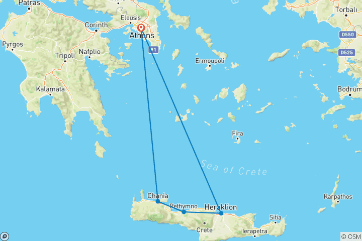 Map of Charming Crete | Semi-Private 8-Day Guided Tour