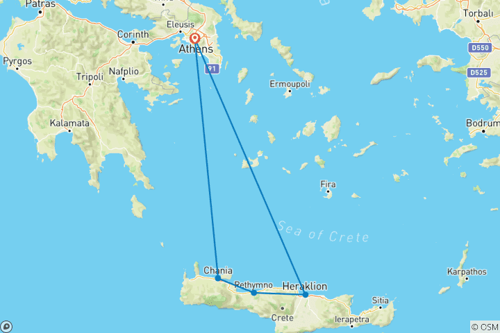 Carte du circuit Charmante Crète - Circuit guidé semi-privé de 8 jours