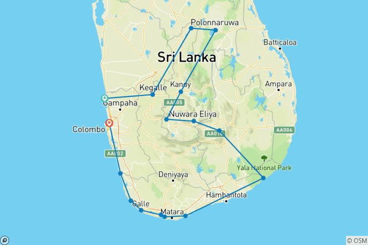 Karte von Zeitlose Wunder von Sri Lanka