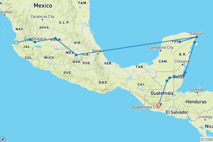 Mapa de Centroamérica Definitiva (18 Días)