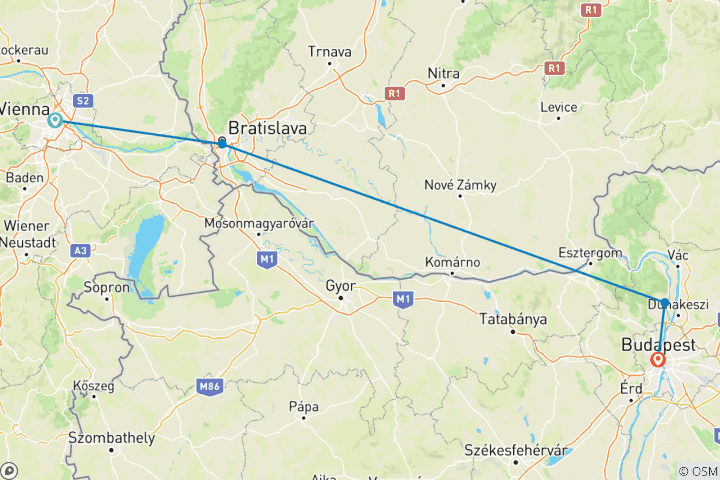 Mapa de Navidad en el Danubio y Budapest (4 destinations)