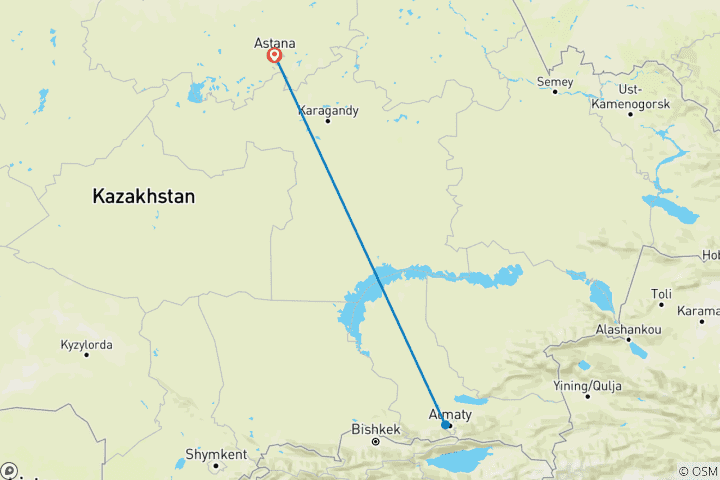 Map of Kazakhstan horse riding adventure