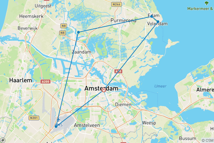 Kaart van Stedentrip Amsterdam: Grachten & Molens