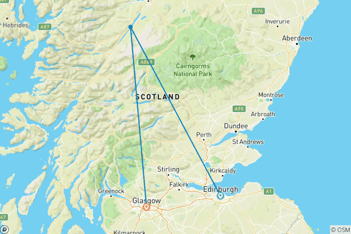 Kaart van Schotland in een week (27-35 jaar, 7 dagen)