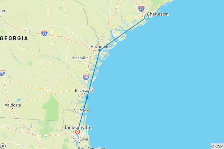 Carte du circuit Vacances au charme méridional (Charleston, SC à Jekyll Island, GA) (2026)